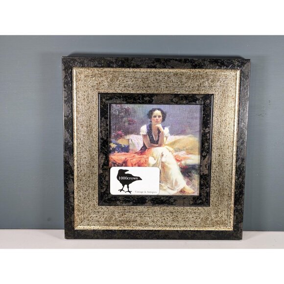 Pino (b.1939-2010) Daeni First Glance print on canvas, framed 12.5" square - Picture 6 of 7